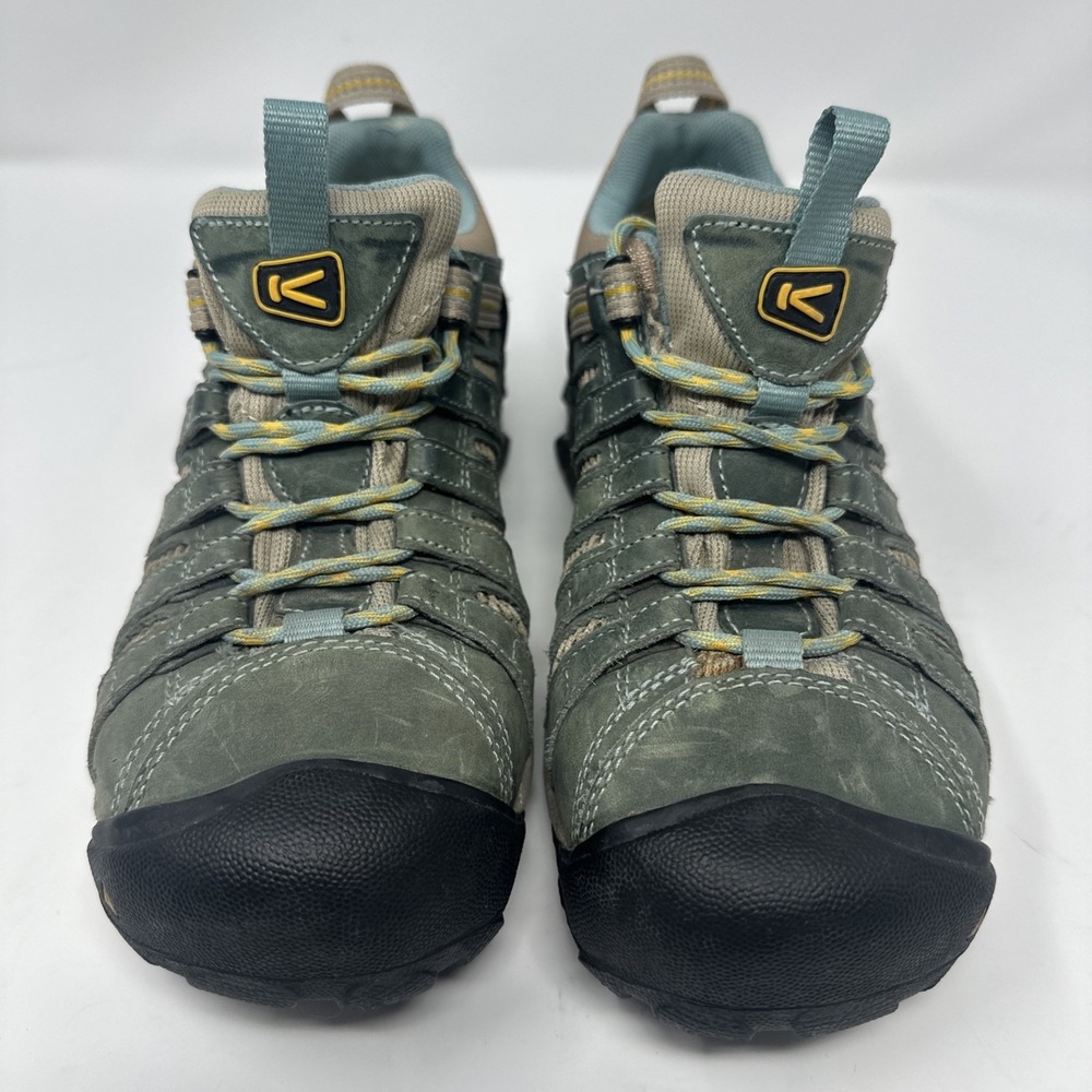 Keen Womens Size 7 Utility Work Hiking Leather Work Shoes Steel Toe Low Green